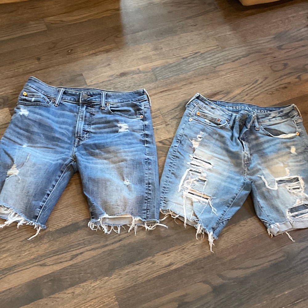 American Eagle Distressed Blue Jean Shorts